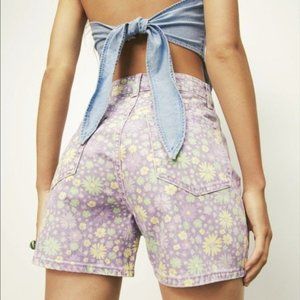 Zara purple floral denim shots size 4